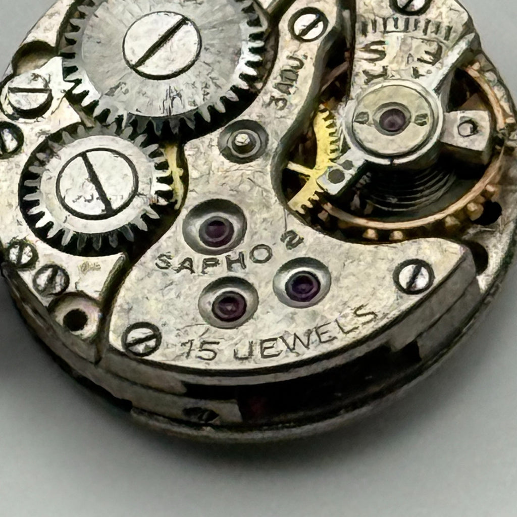 Sapho 2 Watch Movement - 15 Jewels 3 ADJ. - For Parts / Repair - 15.1mm