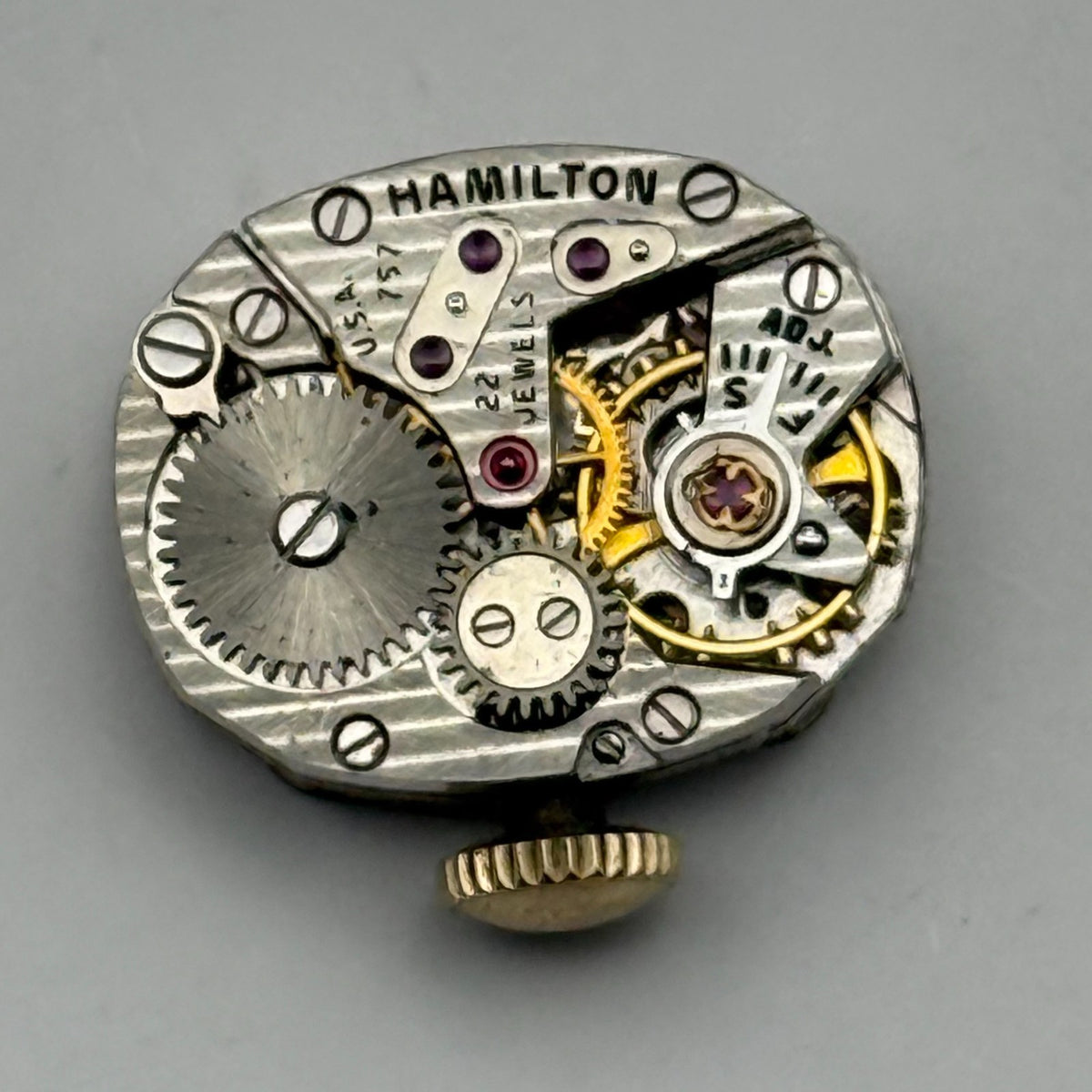 Hamilton 757 Watch Movement Running 22 Jewels U.S.A. Manual Wind Parts 12.9mm