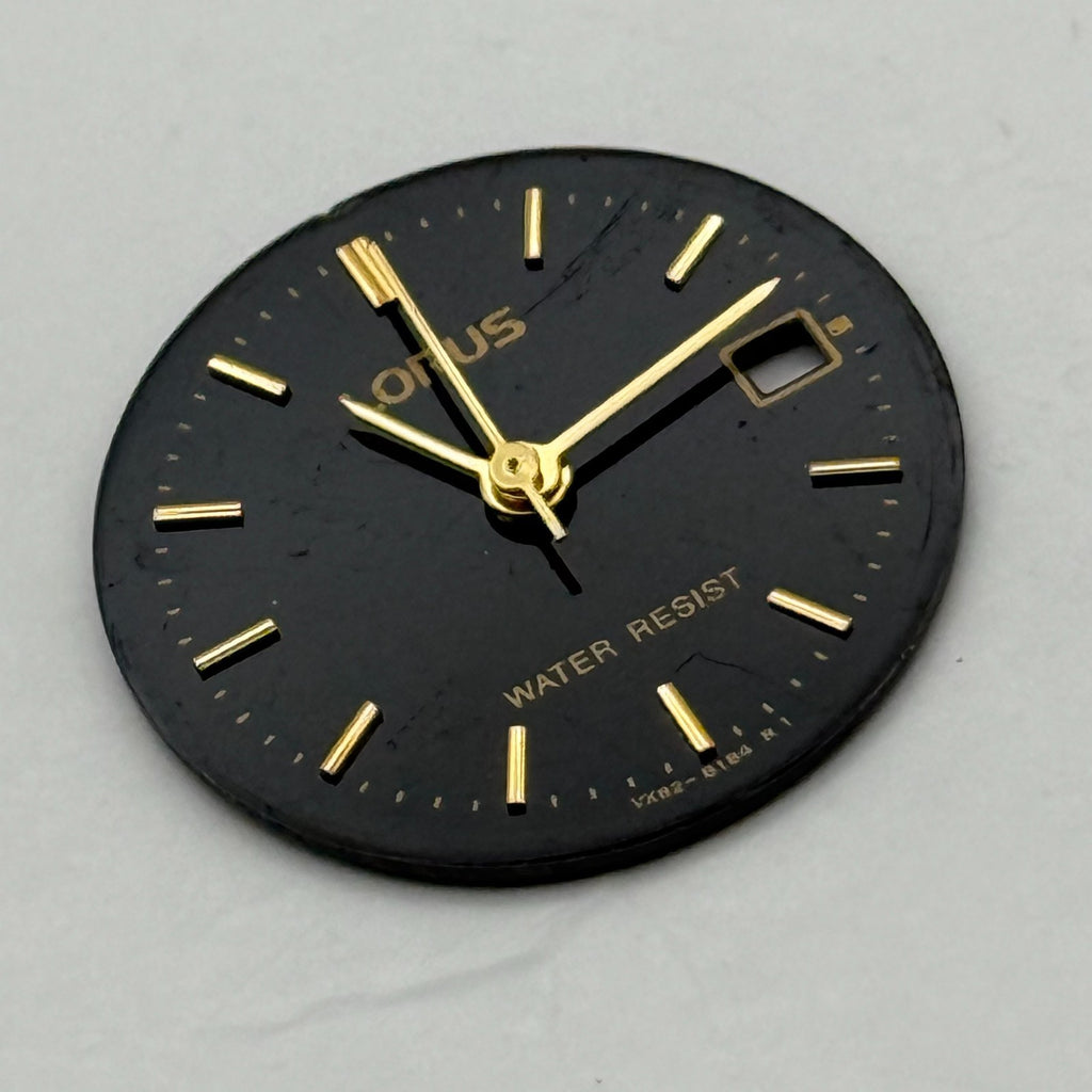 Lorus VX82-B184 Watch Dial Black Vintage Spare Parts Repair 19.9mm