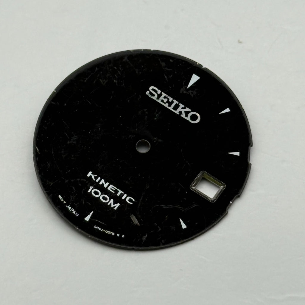 Seiko 5M62-0D78 Watch Dial Kinetic 100M Black Japan Spare Parts Repair 28.4mm