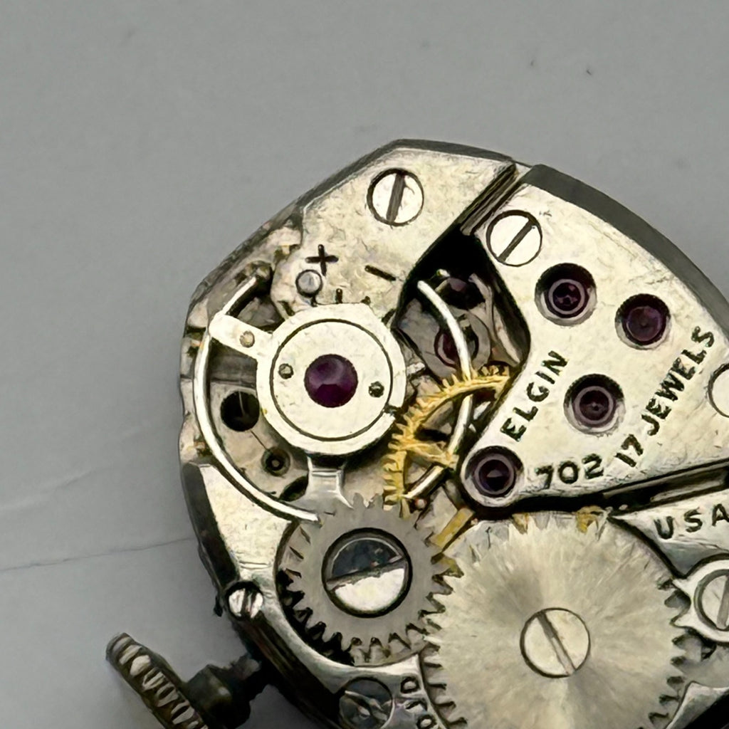 Elgin 702 Watch Movement 17 Jewels American Manual Wind Parts Repair 13.2mm