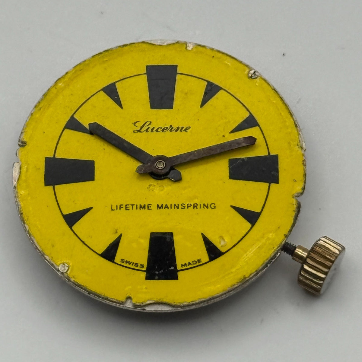 Desa 320 Watch Movement Lucerne Black Yellow Dial Burgana Manual Parts 34.6mm