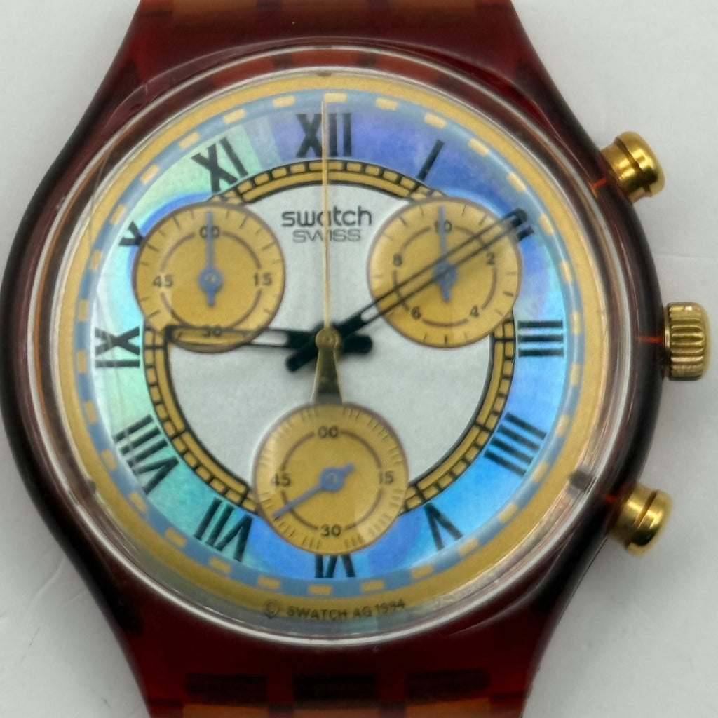 Vintage Swatch Chrono Watch SCF100 Romain 1994 ETA Quartz Swiss 40mm Parts 