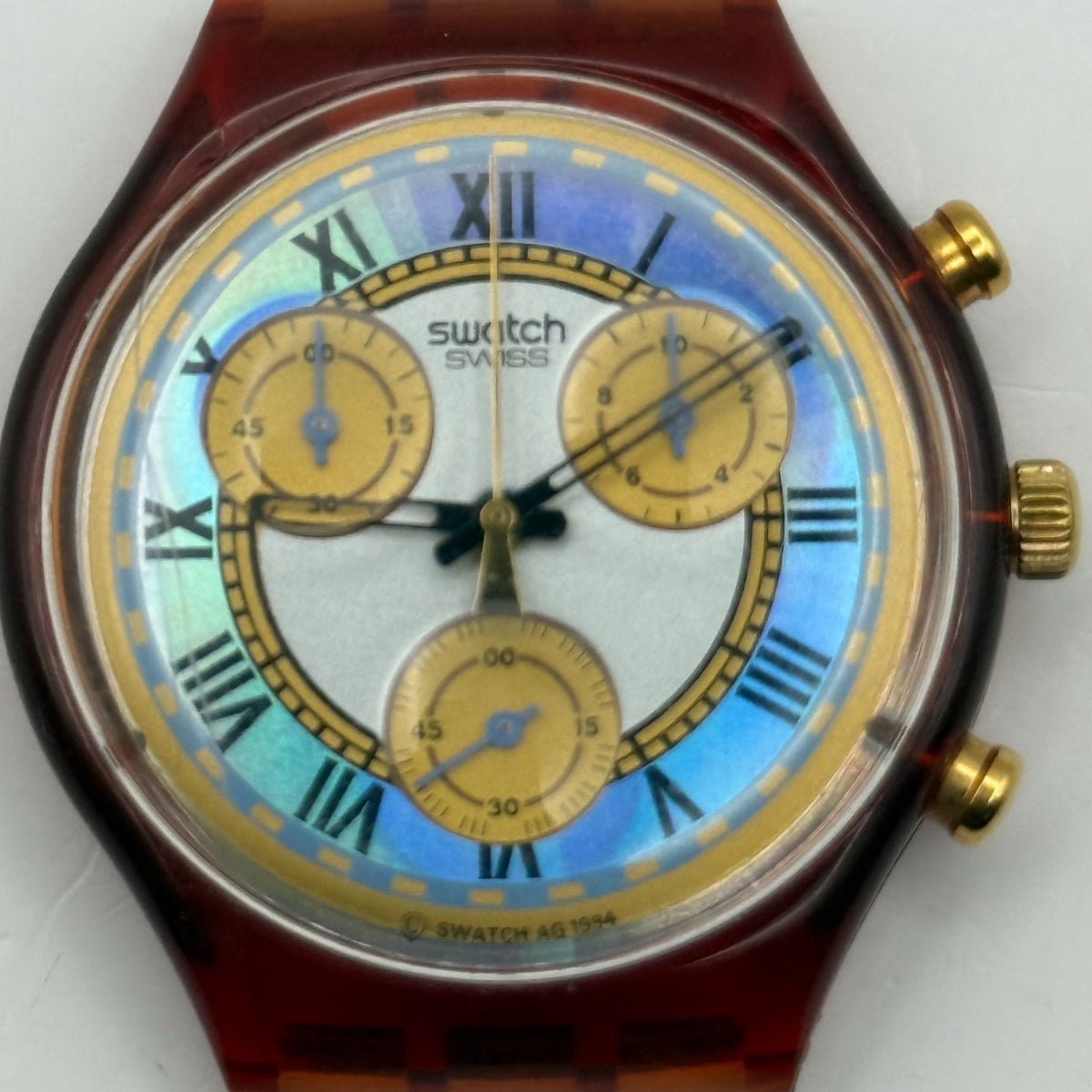 Vintage Swatch Chrono Watch SCF100 Romain 1994 ETA Quartz Swiss 40mm Parts 