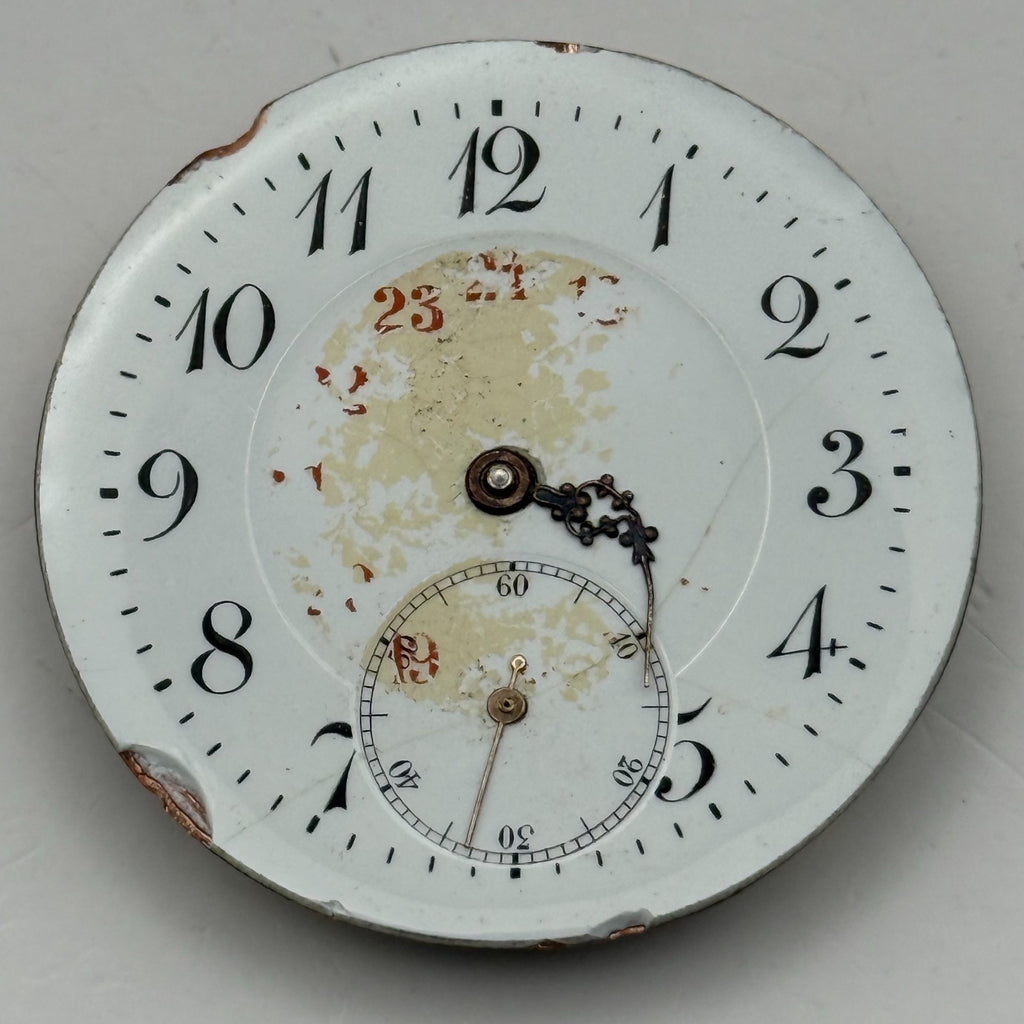 ABC Pocket Watch Movement Running Open Face 24 Hour Dial Parts Repair 40mm