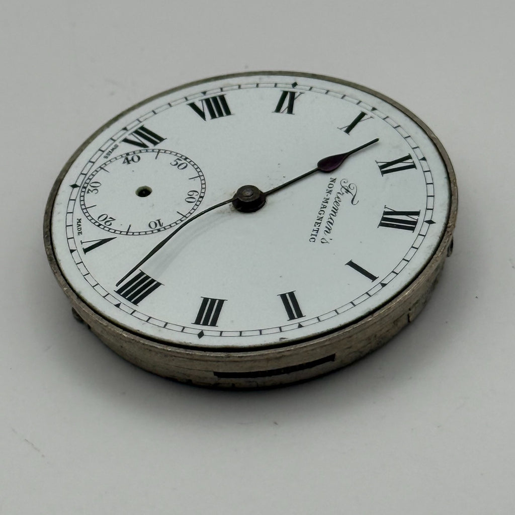Freeman’s Non Magnetic Pocket Watch Movement Open Face Sub Seconds Parts 37.9mm