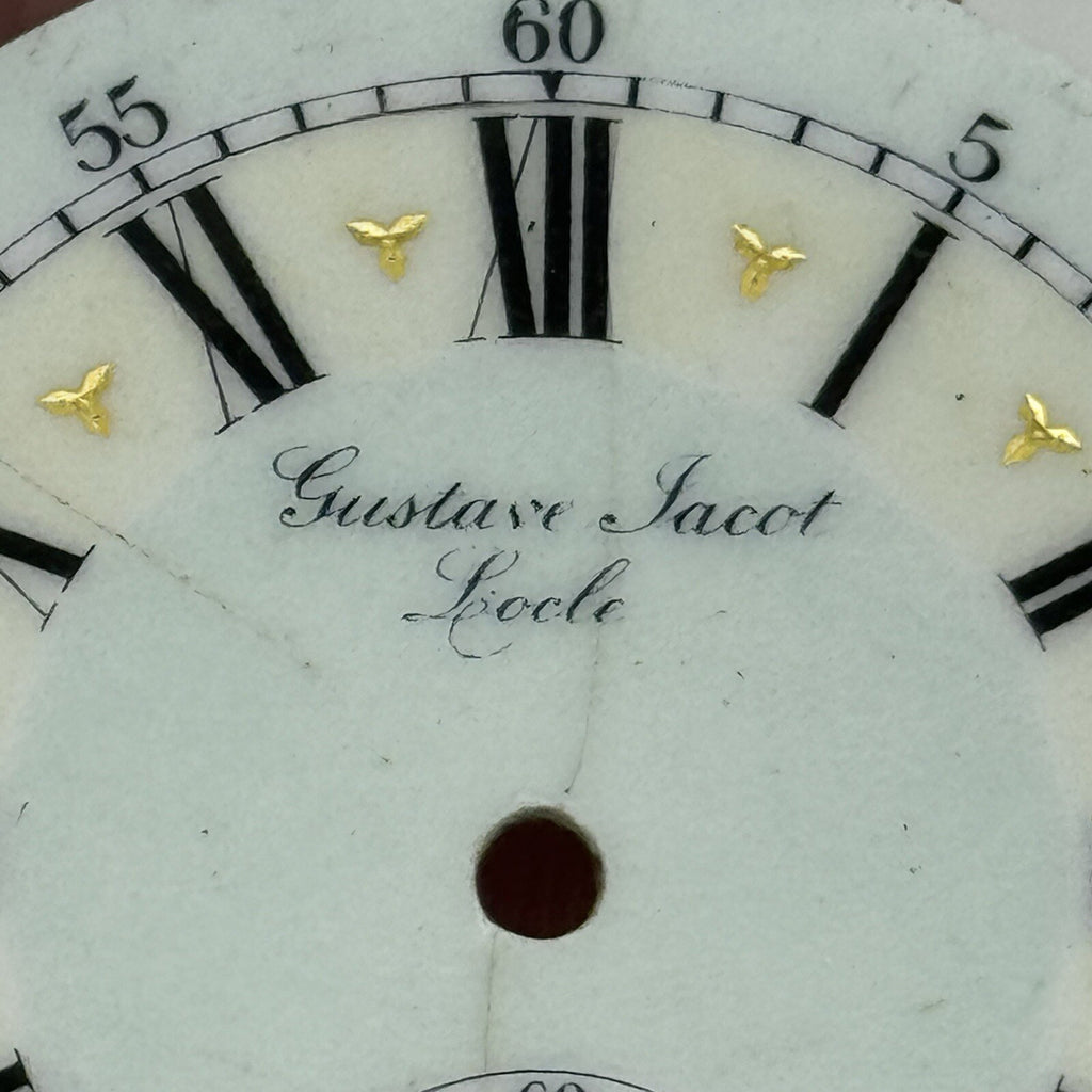 Antique Pocket Watch Dial 44.2mm Gustave Jacot Locle Beautiful Porcelain Spares