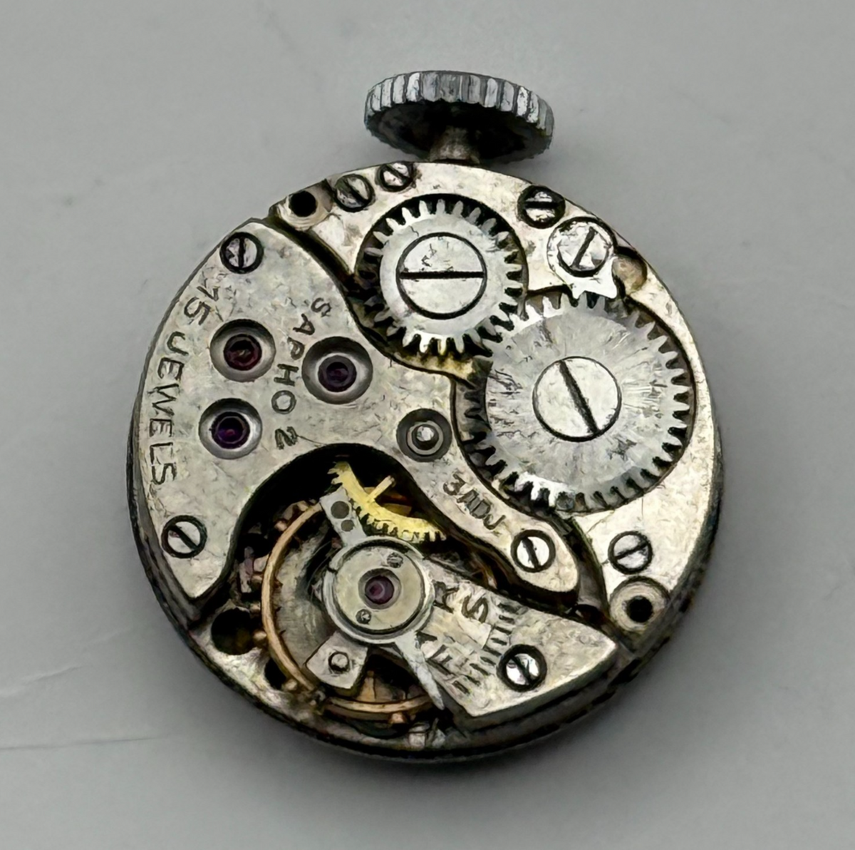 Sapho 2 Watch Movement - 15 Jewels 3 ADJ. - For Parts / Repair - 15.1mm