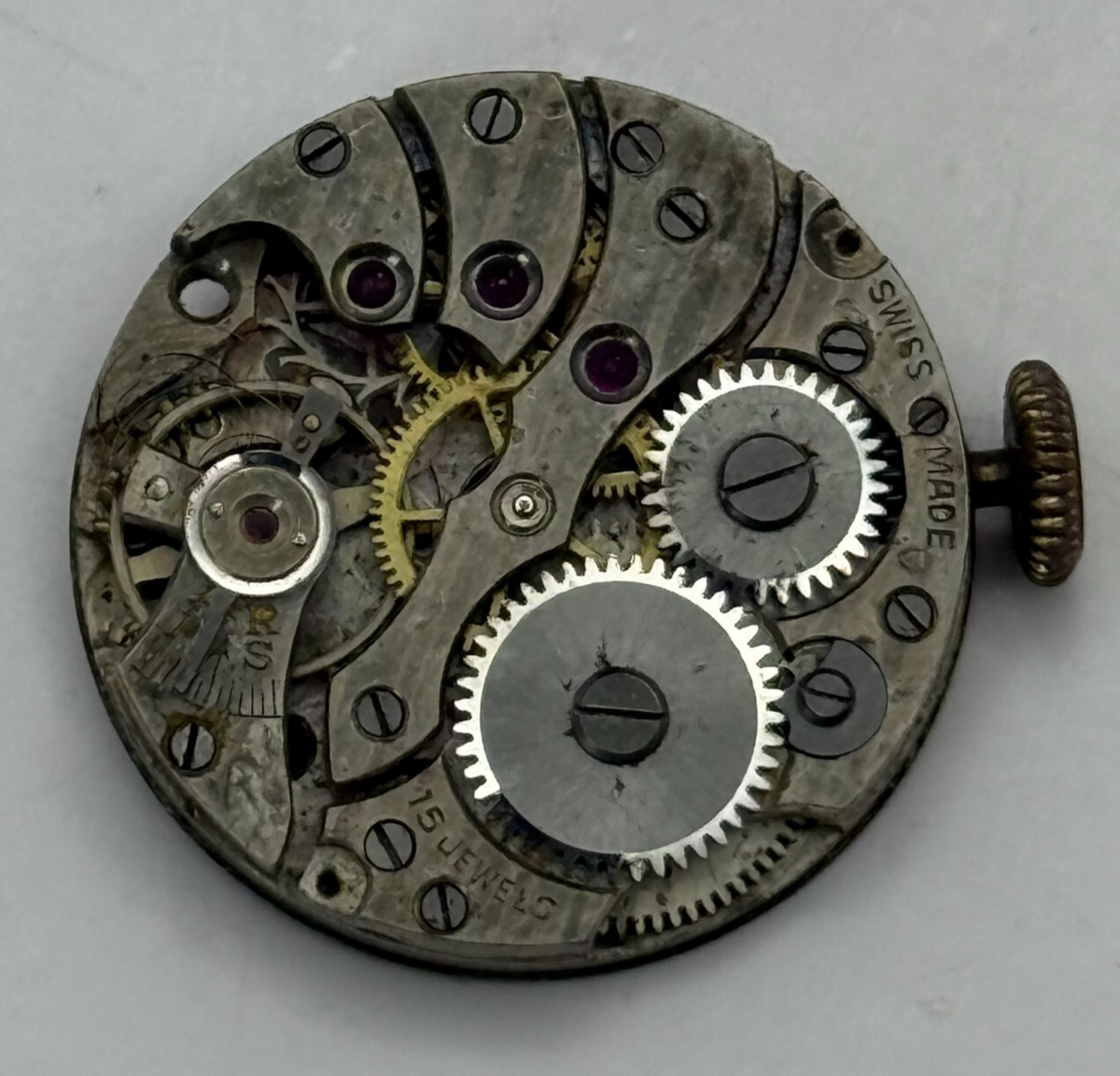 Derby 33 Watch Movement Manual Wind Vintage Swiss Parts Repair 23.2mm