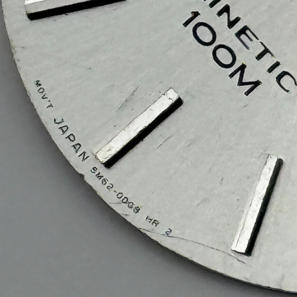 Seiko 5M62-0D68 Watch Dial Kinetic 100M Silver Japan Spare Parts Repair 28mm