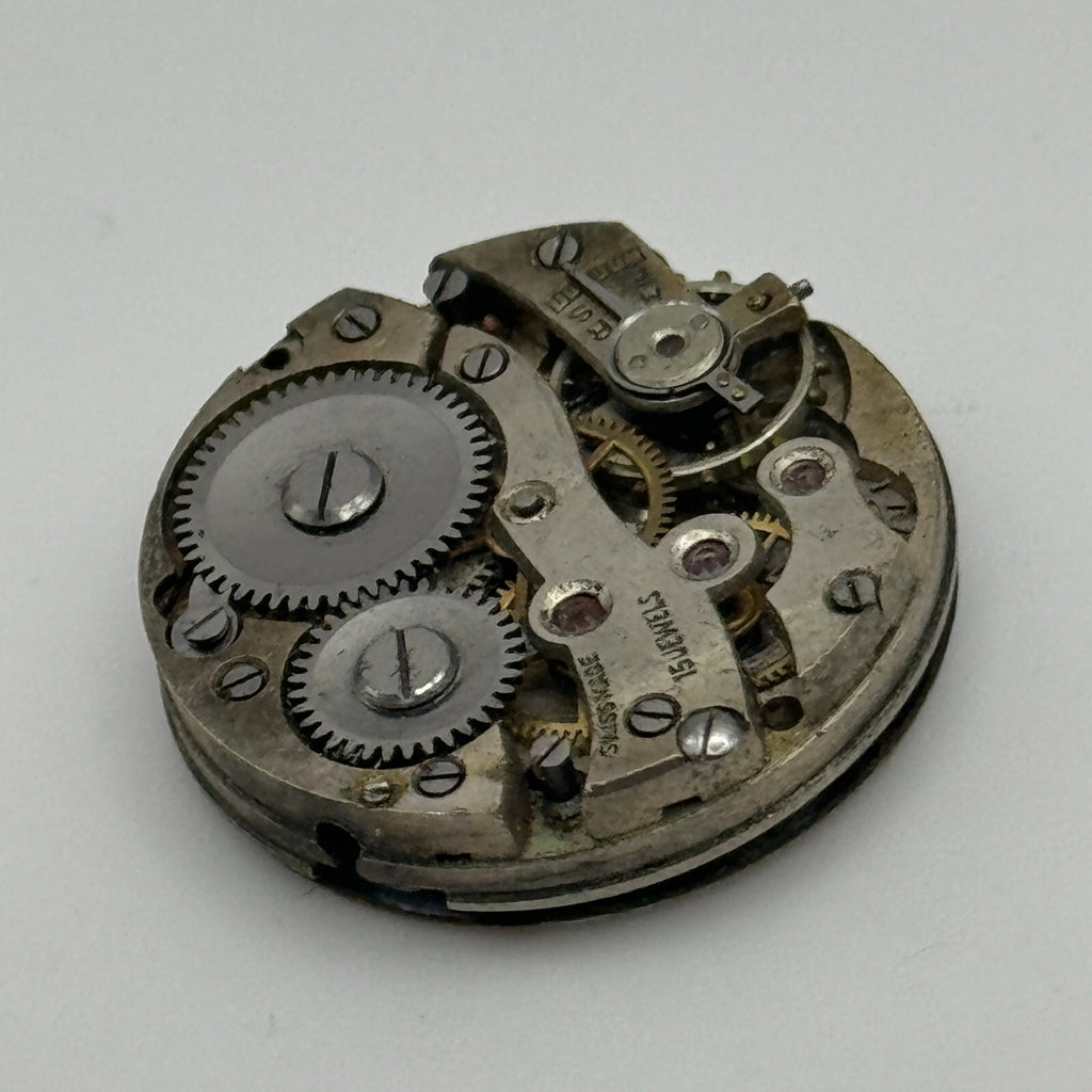 Porcelain Dial Watch Movement Swiss 15 Jewels Manual Wind Parts 23.7mm 