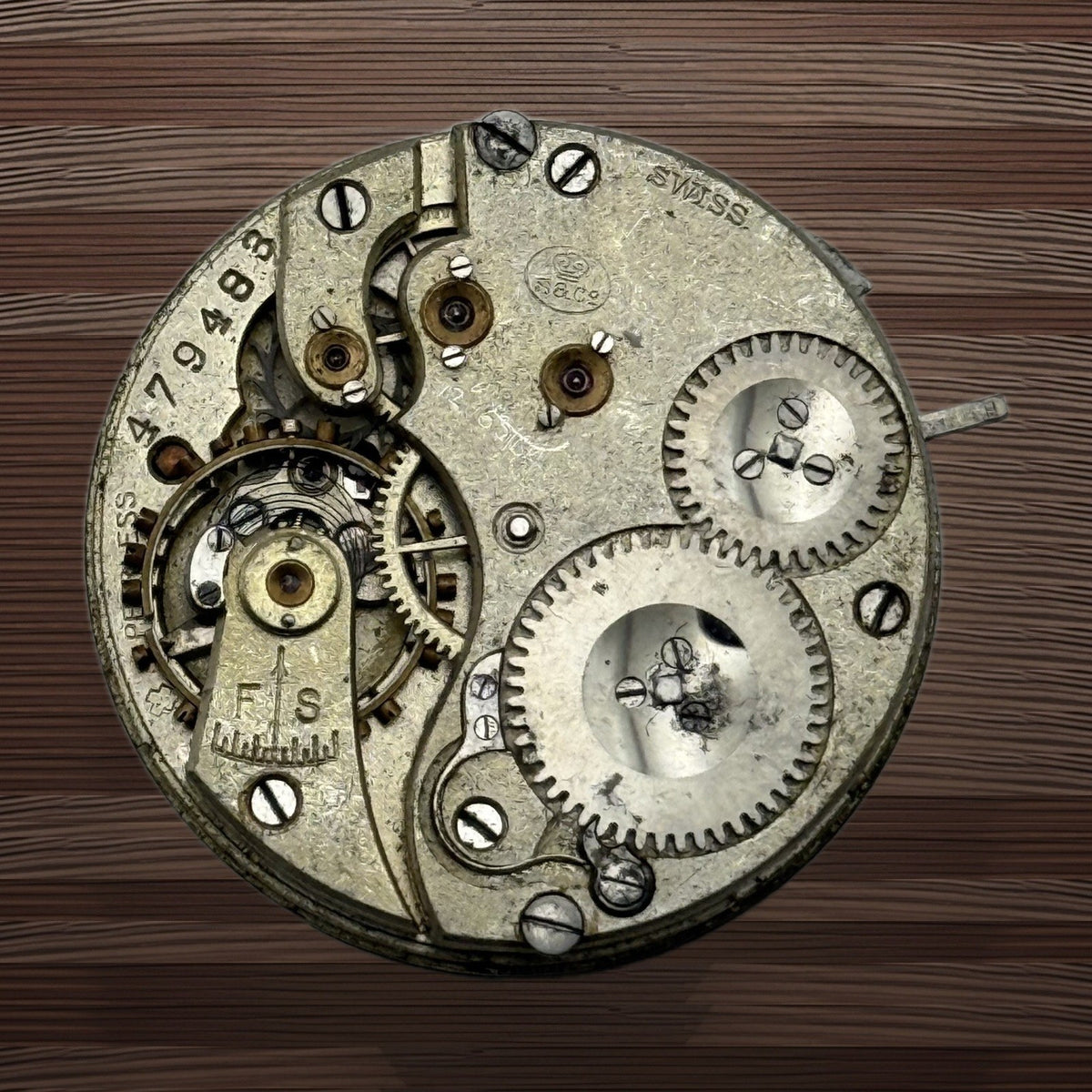 S&Co Peerless IWC? Watch Movement - Sub Seconds - For Parts / Repair - 26.2mm