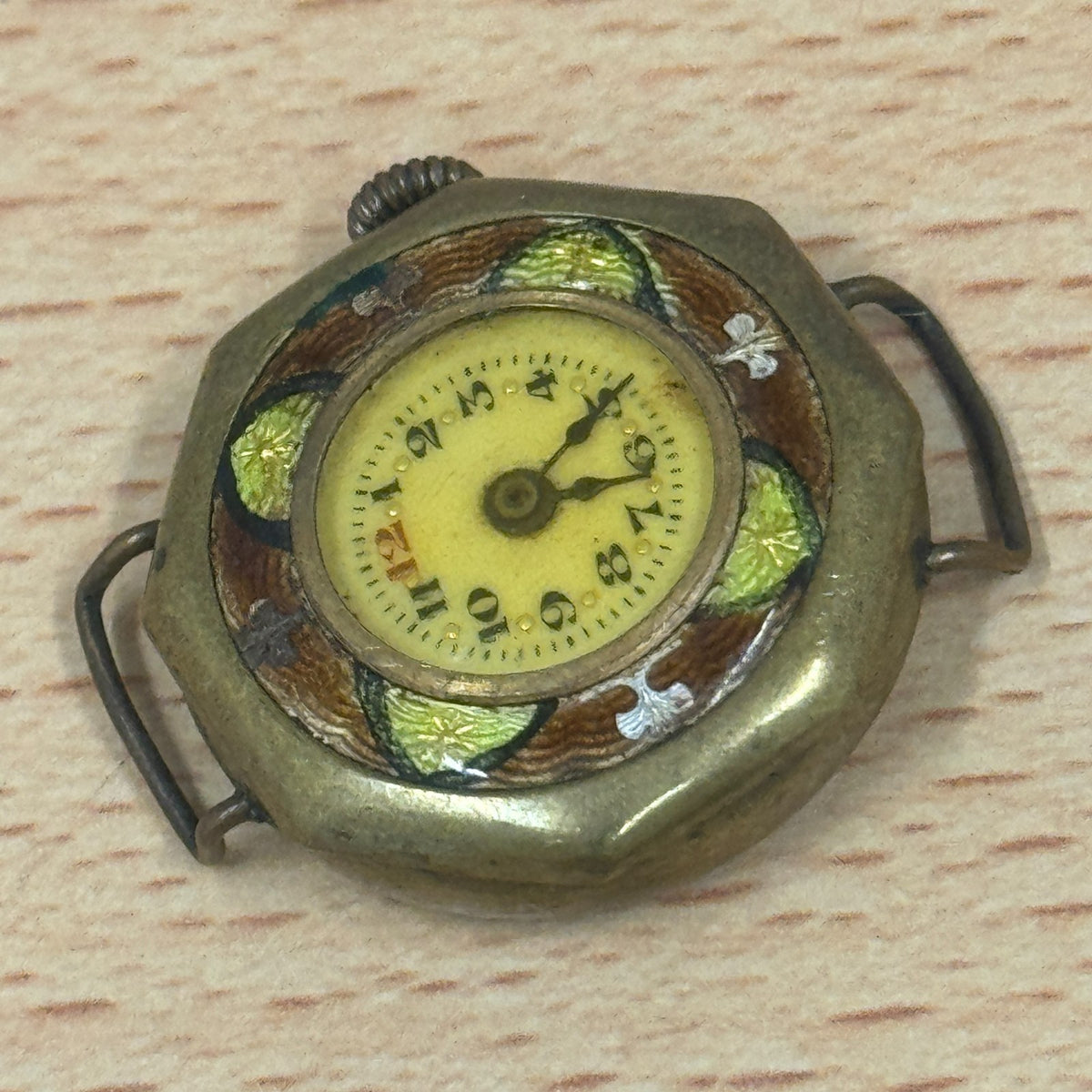 Enamel Bezel Trench Style Watch - Antique ? - Unusual Swiss - Spares/Repairs