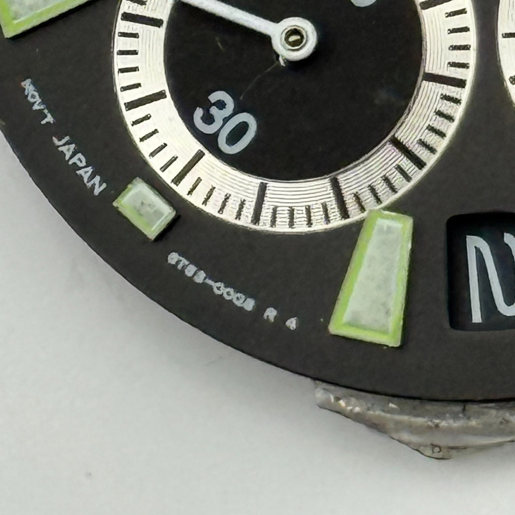 Seiko 6T55-0008 Watch Dial Chronograph 100M Black Spare Parts Repair 30.4mm