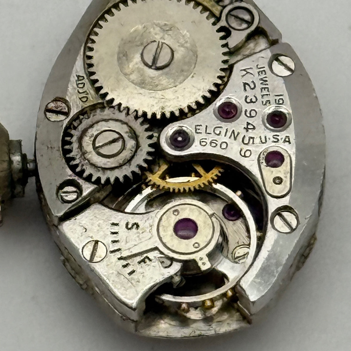 Elgin 660 Watch Movement - 17 Jewels USA - For Parts / Repair - 14.3mm