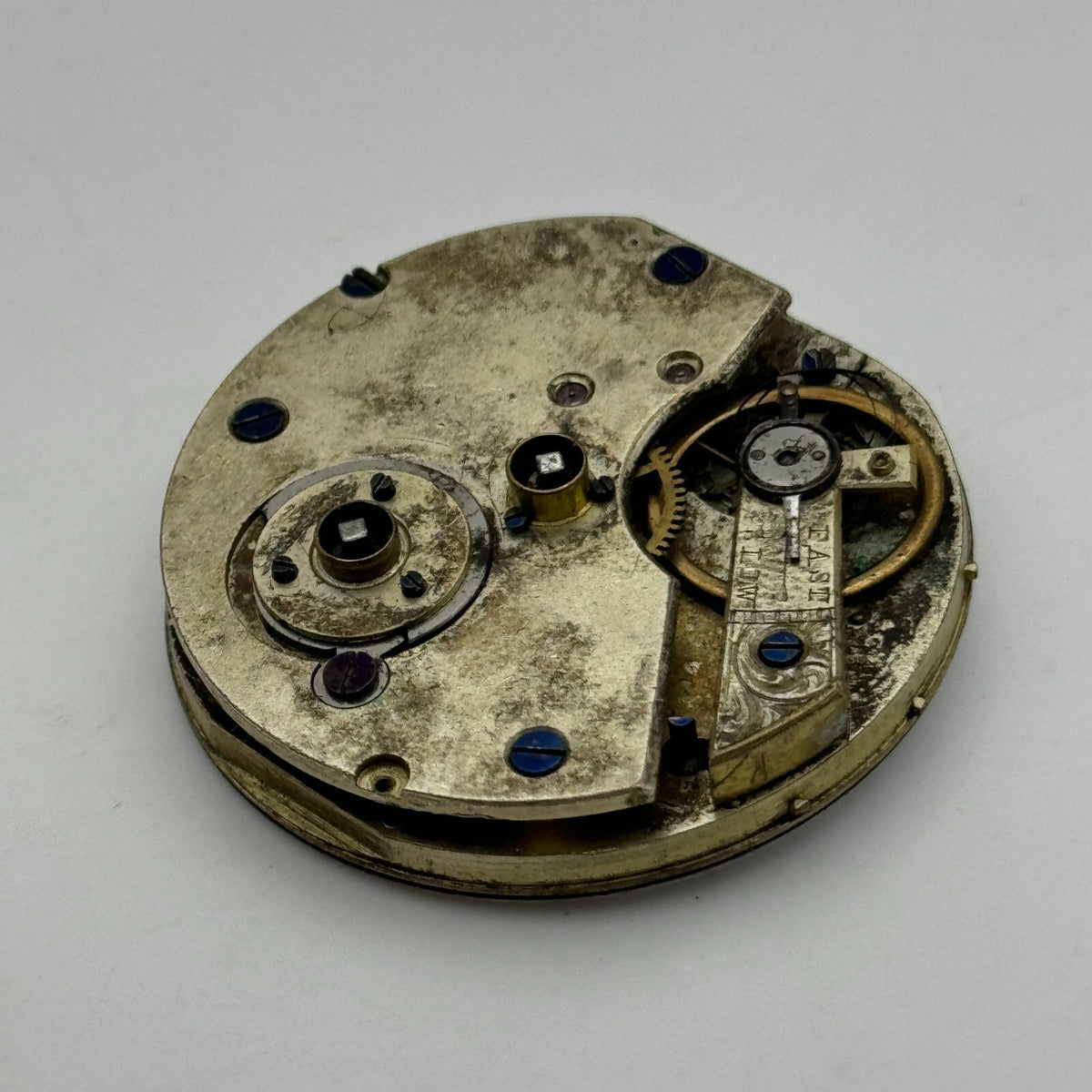 Antique Key Wound Pocket Watch Movement Dial Parts Repair Spares 38.6mm
