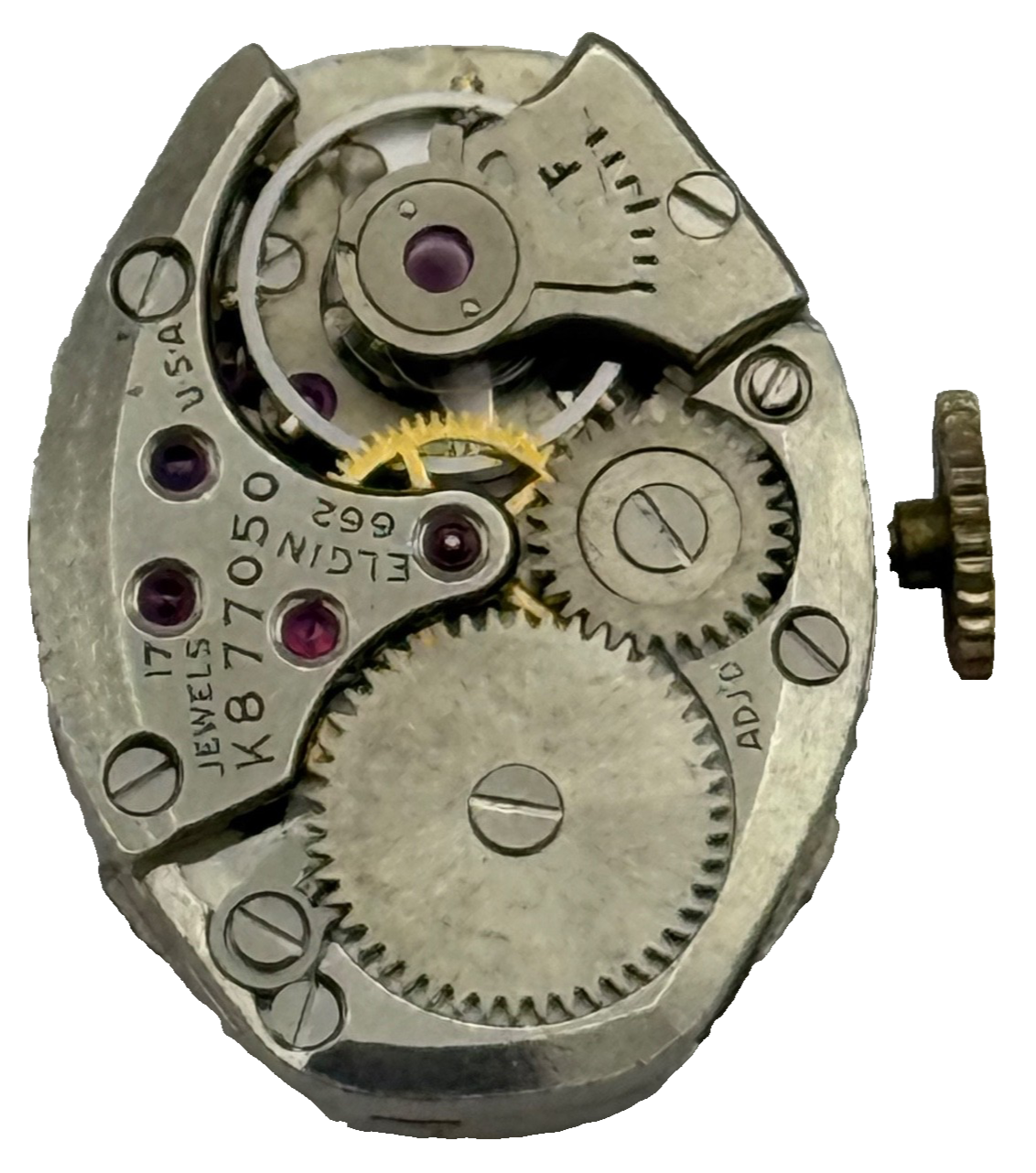 Elgin 662 Watch Movement - 17 Jewels USA American - For Parts / Repair - 14.3mm
