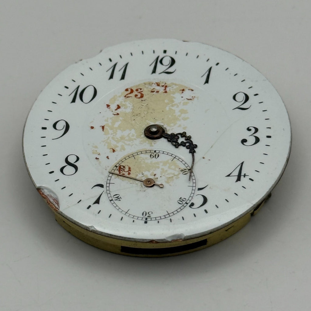 ABC Pocket Watch Movement Running Open Face 24 Hour Dial Parts Repair 40mm