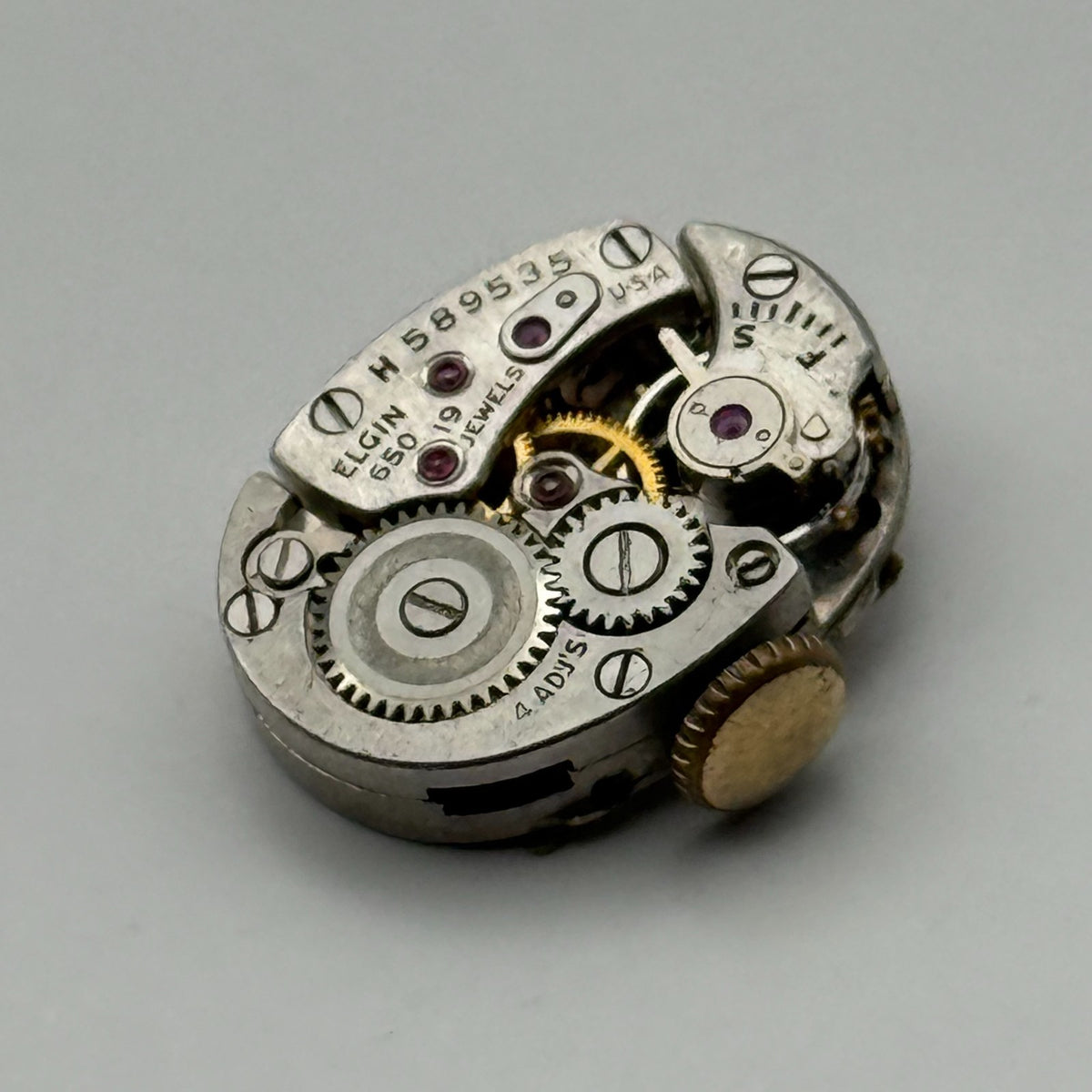 Lady Elgin 650 Watch Movement 19 Jewels U.S.A. Manual Wind Parts Repair 12.7mm