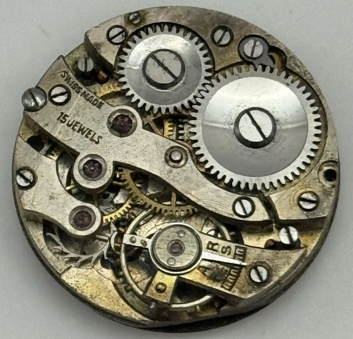 Porcelain Dial Watch Movement Swiss 15 Jewels Manual Wind Parts 23.7mm 